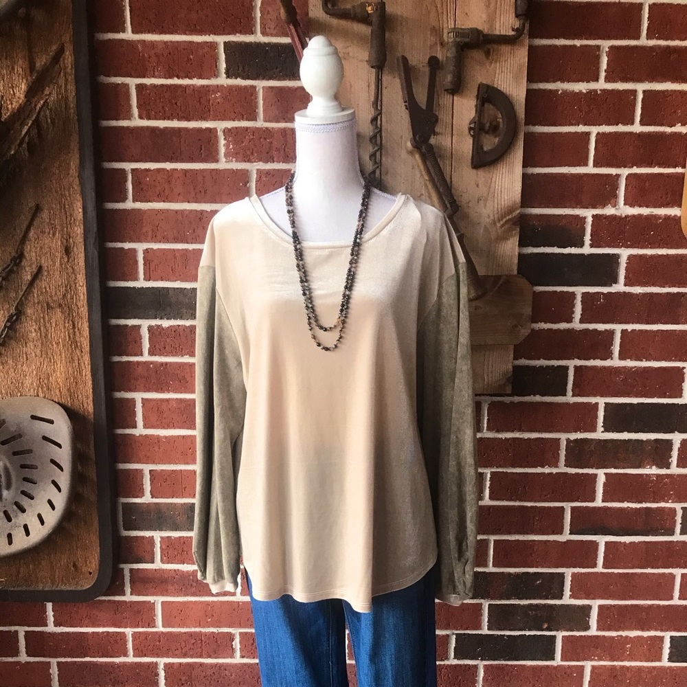 Cream Colored Velvet Feel Top
